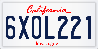 CA license plate 6XOL221