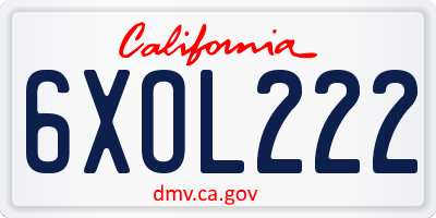 CA license plate 6XOL222