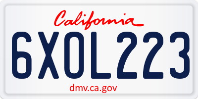 CA license plate 6XOL223