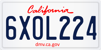 CA license plate 6XOL224