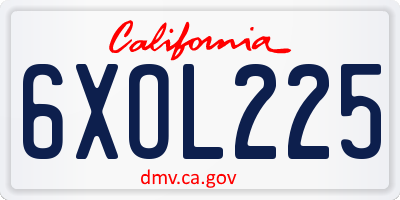 CA license plate 6XOL225