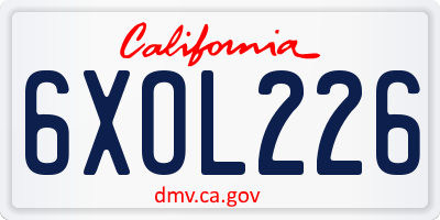 CA license plate 6XOL226