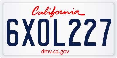CA license plate 6XOL227