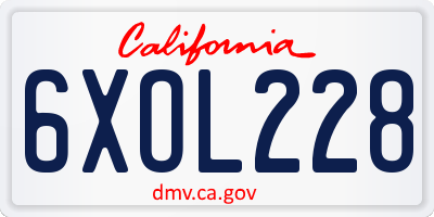 CA license plate 6XOL228