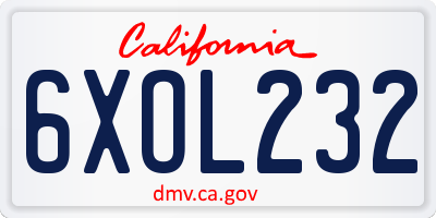 CA license plate 6XOL232