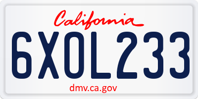 CA license plate 6XOL233