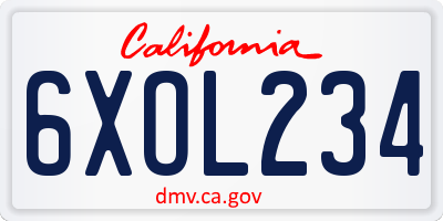 CA license plate 6XOL234