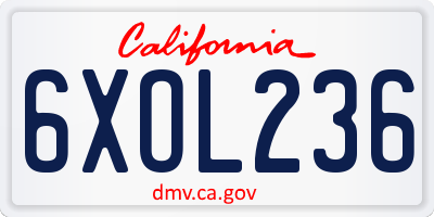CA license plate 6XOL236
