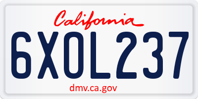 CA license plate 6XOL237