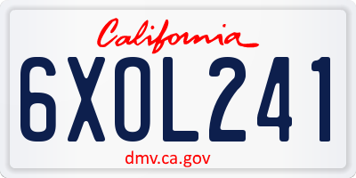 CA license plate 6XOL241