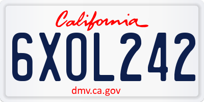 CA license plate 6XOL242
