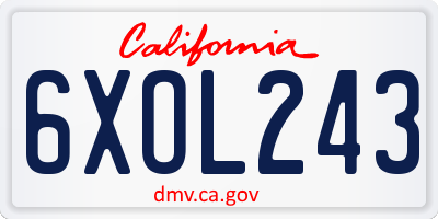CA license plate 6XOL243