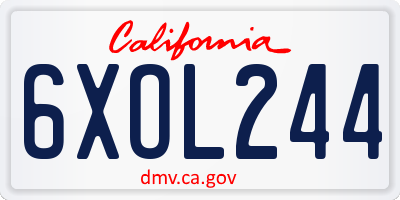 CA license plate 6XOL244