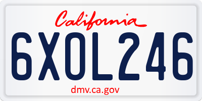 CA license plate 6XOL246