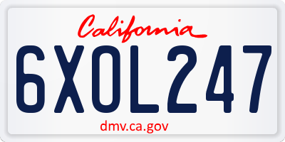 CA license plate 6XOL247