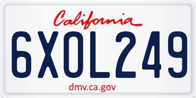 CA license plate 6XOL249