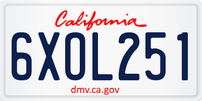 CA license plate 6XOL251