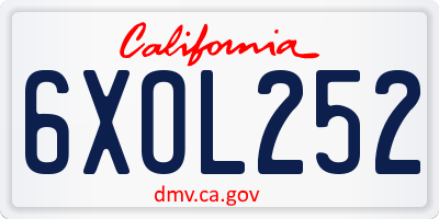 CA license plate 6XOL252