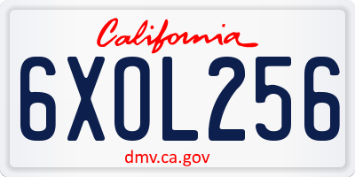 CA license plate 6XOL256