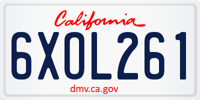CA license plate 6XOL261