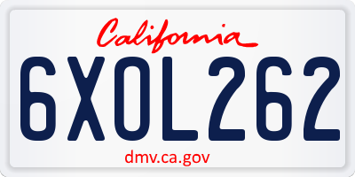 CA license plate 6XOL262