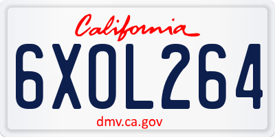 CA license plate 6XOL264