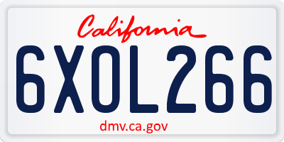 CA license plate 6XOL266