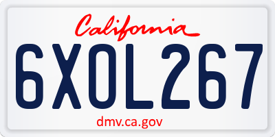 CA license plate 6XOL267
