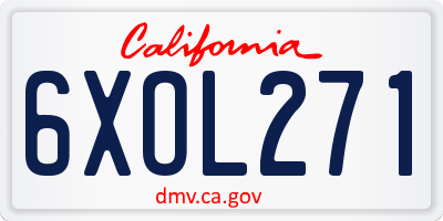 CA license plate 6XOL271