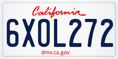 CA license plate 6XOL272