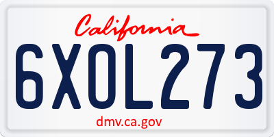 CA license plate 6XOL273