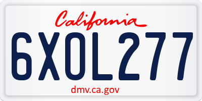 CA license plate 6XOL277