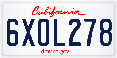 CA license plate 6XOL278