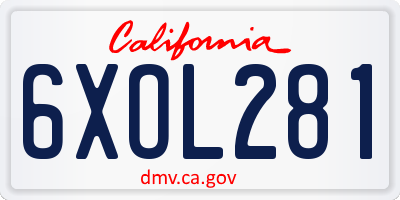CA license plate 6XOL281