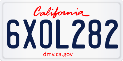 CA license plate 6XOL282
