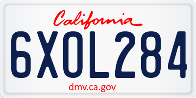 CA license plate 6XOL284