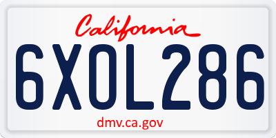 CA license plate 6XOL286