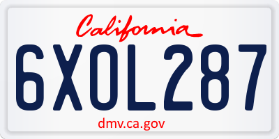 CA license plate 6XOL287