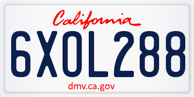 CA license plate 6XOL288