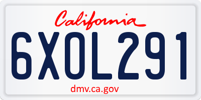 CA license plate 6XOL291