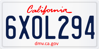 CA license plate 6XOL294
