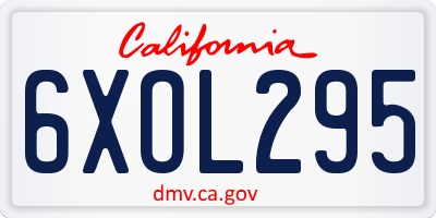 CA license plate 6XOL295