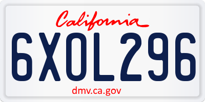 CA license plate 6XOL296
