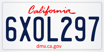 CA license plate 6XOL297
