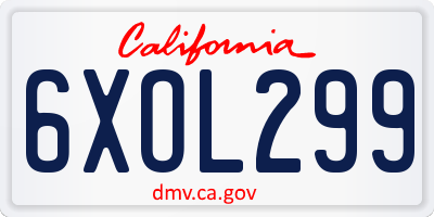 CA license plate 6XOL299