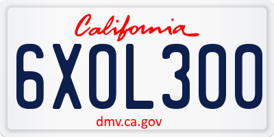 CA license plate 6XOL300