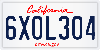 CA license plate 6XOL304