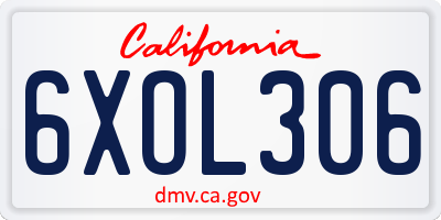 CA license plate 6XOL306