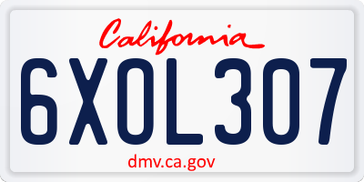 CA license plate 6XOL307