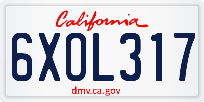 CA license plate 6XOL317